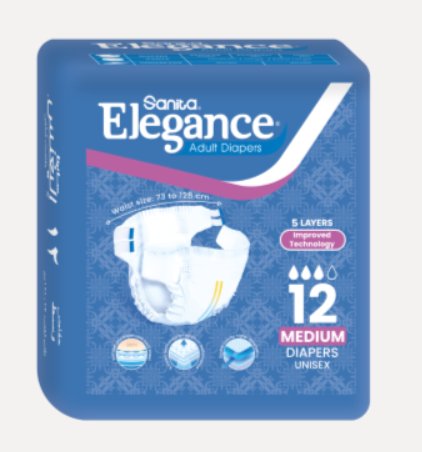 Sanita Elegance Adult Diapers Medium Night 12 Diapers