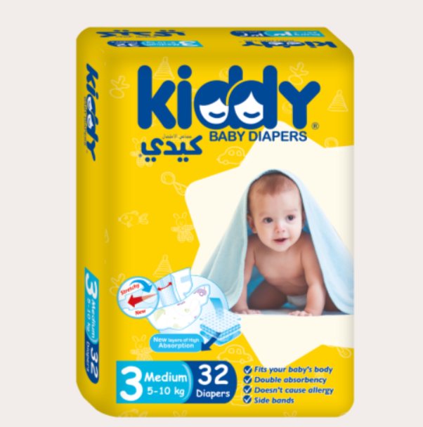 Kiddy Baby Diapers  Medium (size 3) 32 diapers