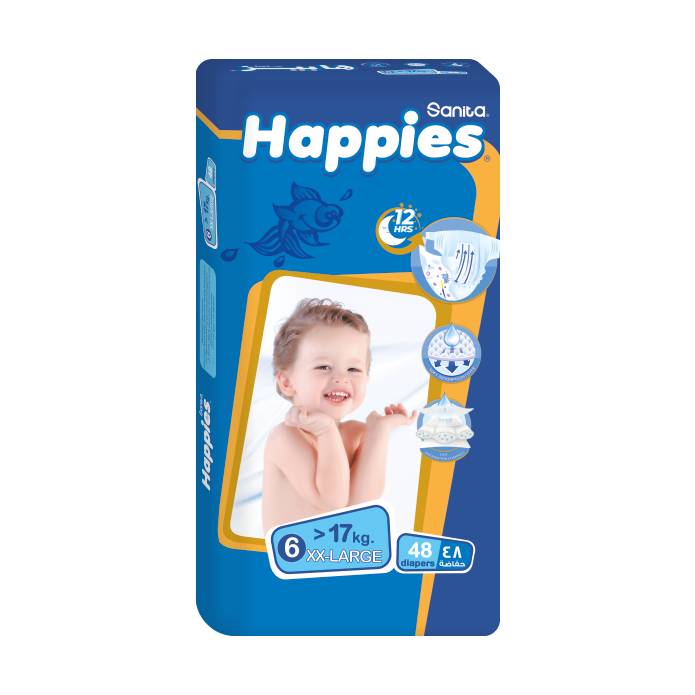 Happies Baby Diapers XXLarge (size 6) 48 diapers