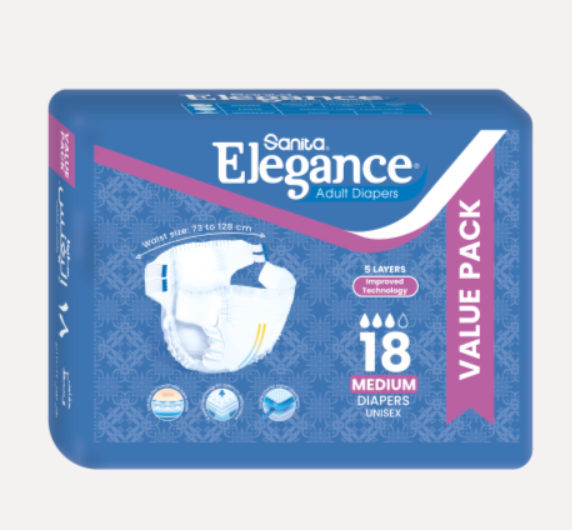 Sanita Elegance Adult Diapers Medium 18 Diapers