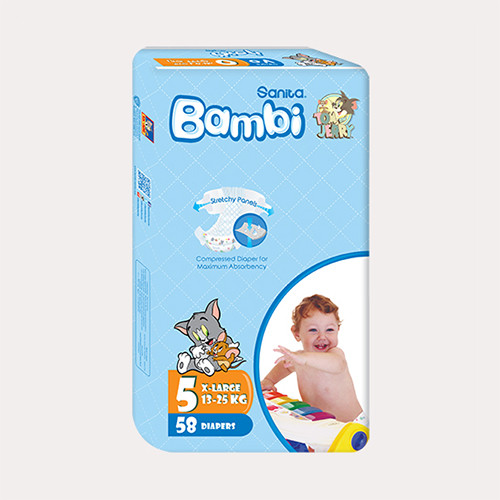 Bambi Baby Diapers stretch X-Large (size 5) 58 diapers