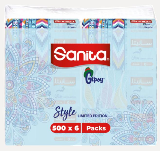Sanita Gipsy 500 sheet Style Facial Tissues Set of 6