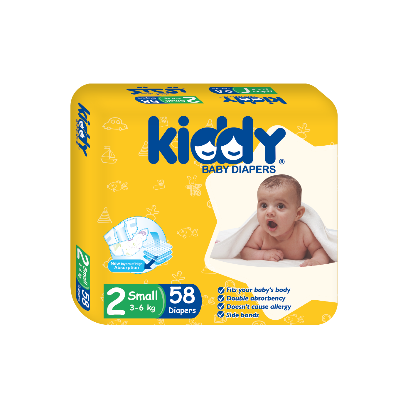 Kiddy Baby Diapers Small (size 2) 58 diapers