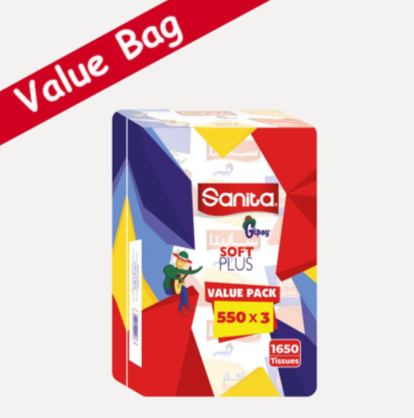 Sanita Gipsy 550 sheet Soft Facial Tissues Set of 3