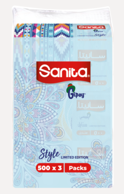 Sanita Gipsy 500 sheet Style Facial Tissues Set of 3